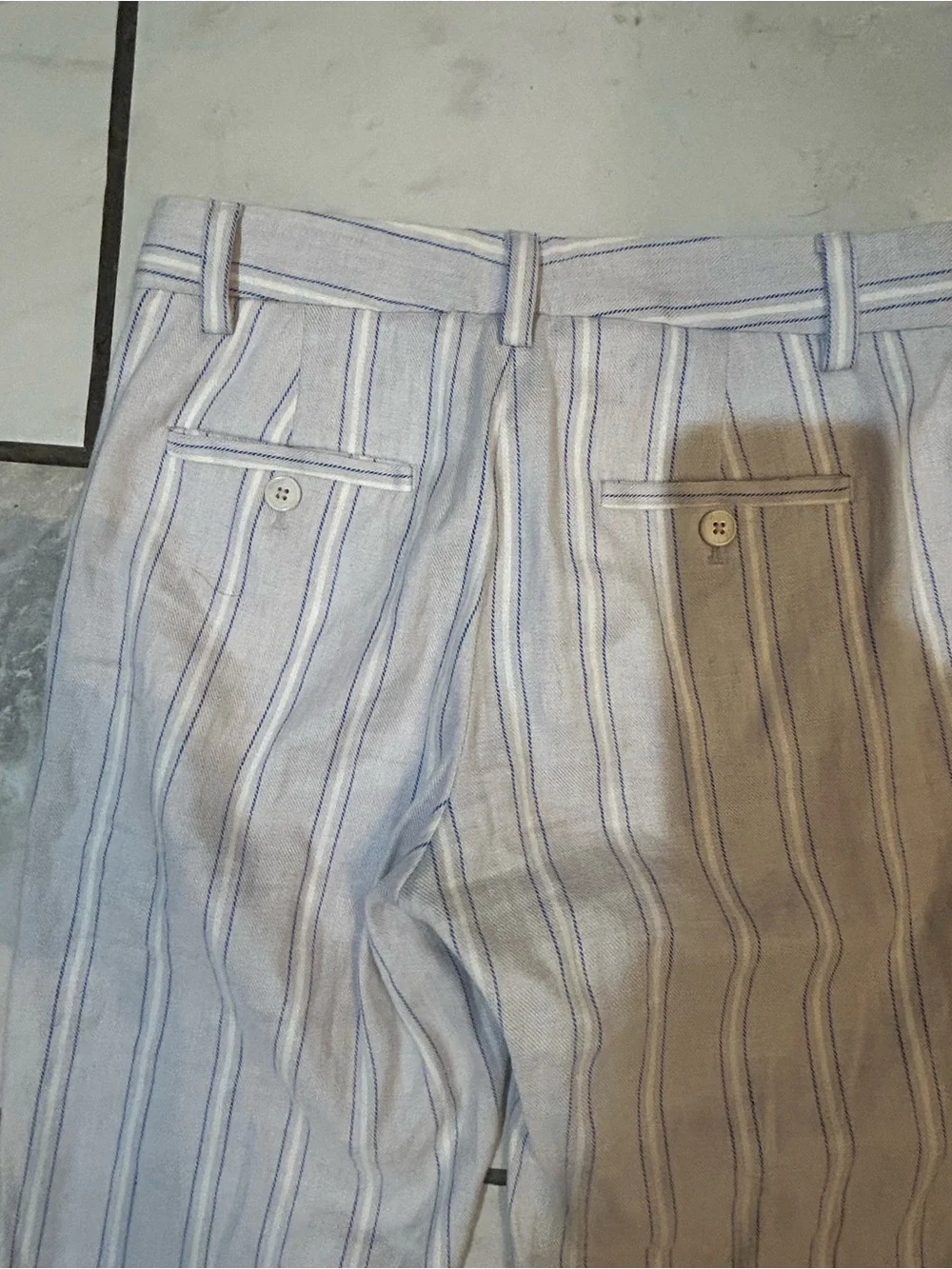 Banana Republic Linen White/blue striped Avery Pants 0